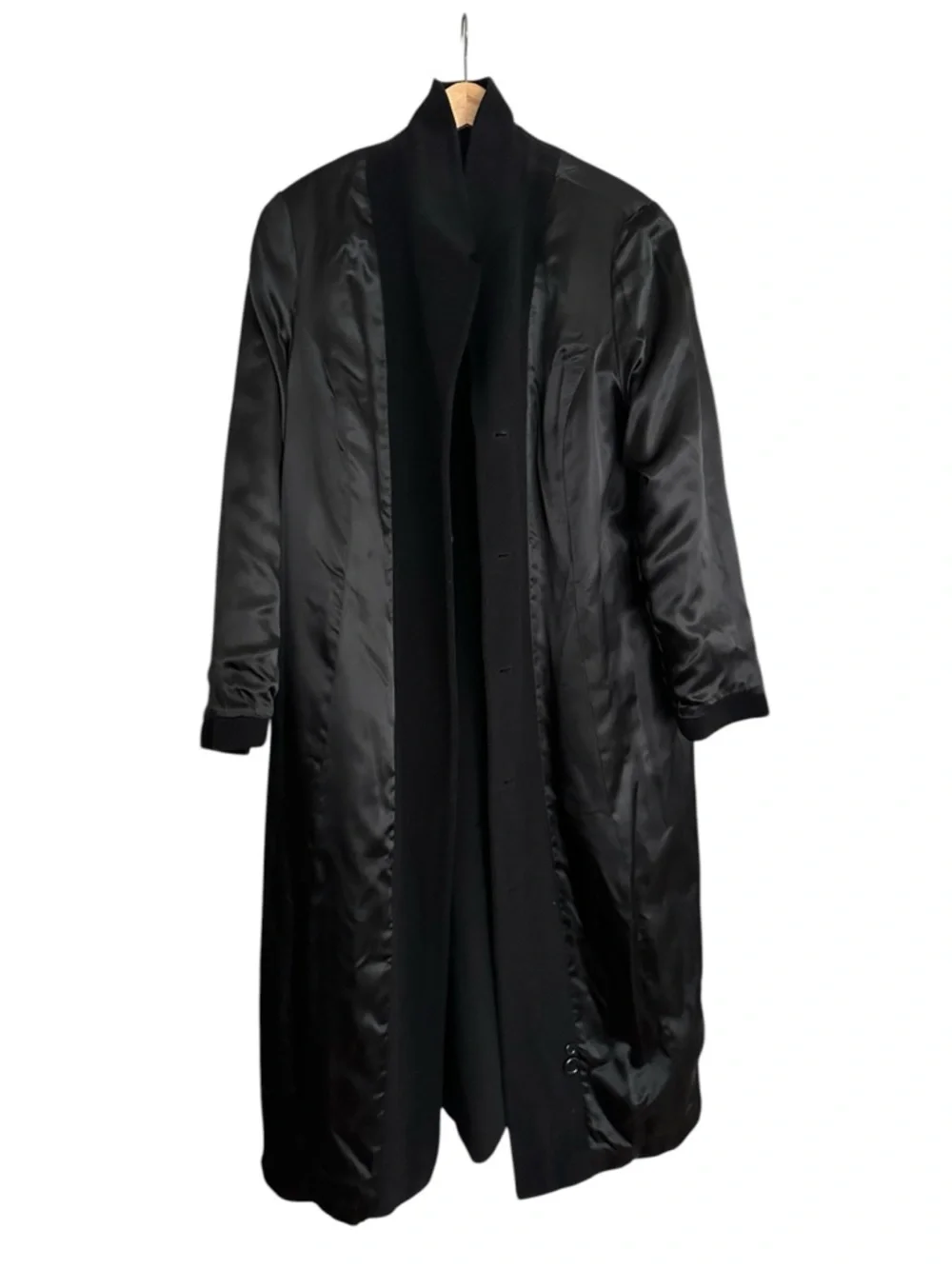 L.L.Bean Wool Cashmere Overcoat Black Long Minimalist Classic Quiet Luxury 2X - Picture 14 of 15